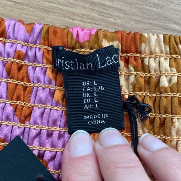 NWT Christian LaCroix Satin Multicolor Animal Print Crop Top Size Large - Picture 4 of 5